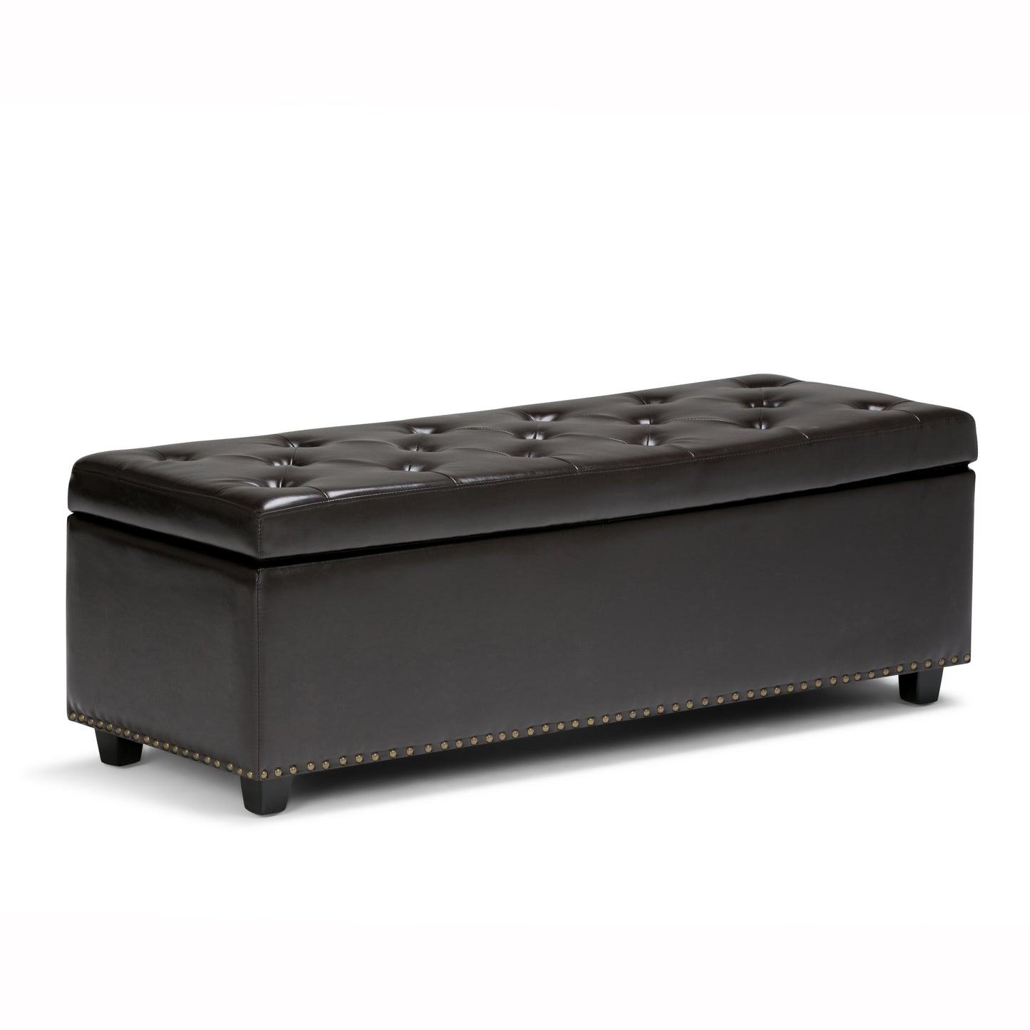 Hamilton 48 inch Wide Storage Ottoman in Coffee Brown Vegan Leather