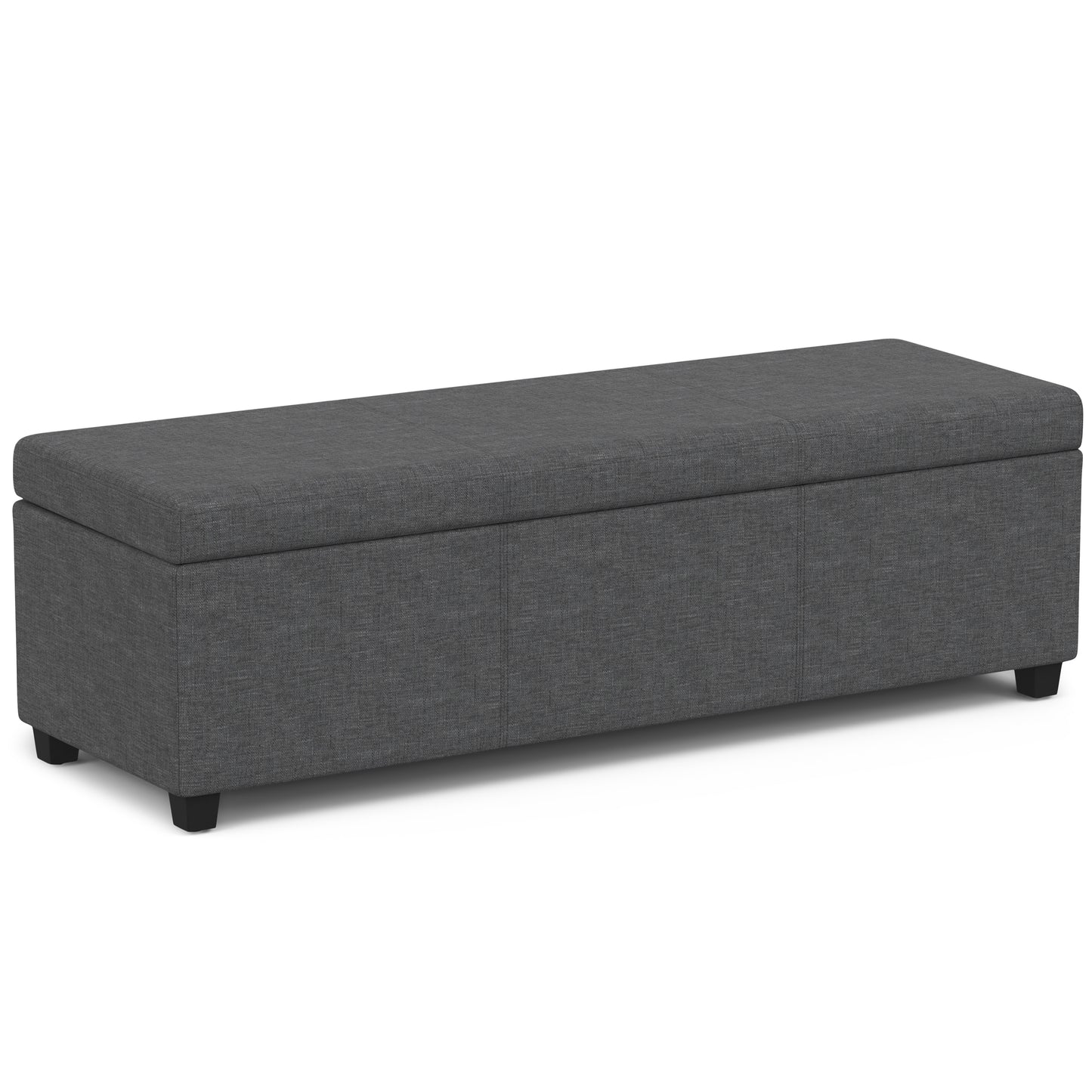Avalon 54 inch Wide Extra Large Storage Ottoman Bench in Slate Grey Polyester Linen Fabric