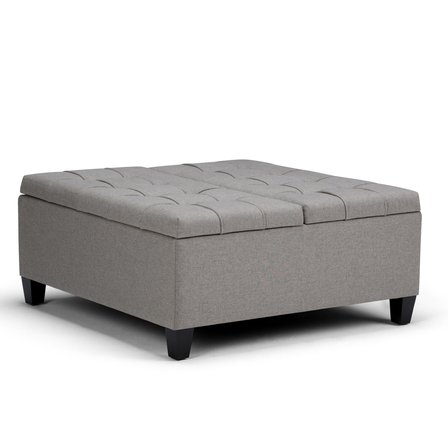 Harrison 36 inch Wide Coffee Table Storage Ottoman in Dove Grey Linen Look Fabric