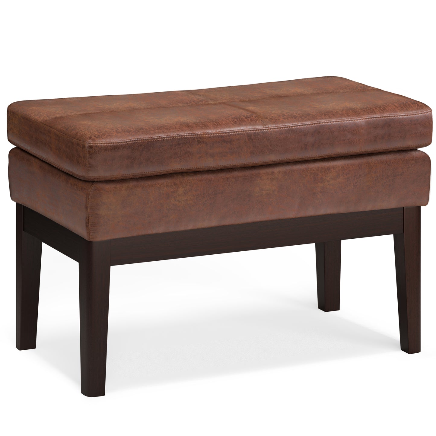 Carlson Small Ottoman Bench in Distressed Saddle Brown