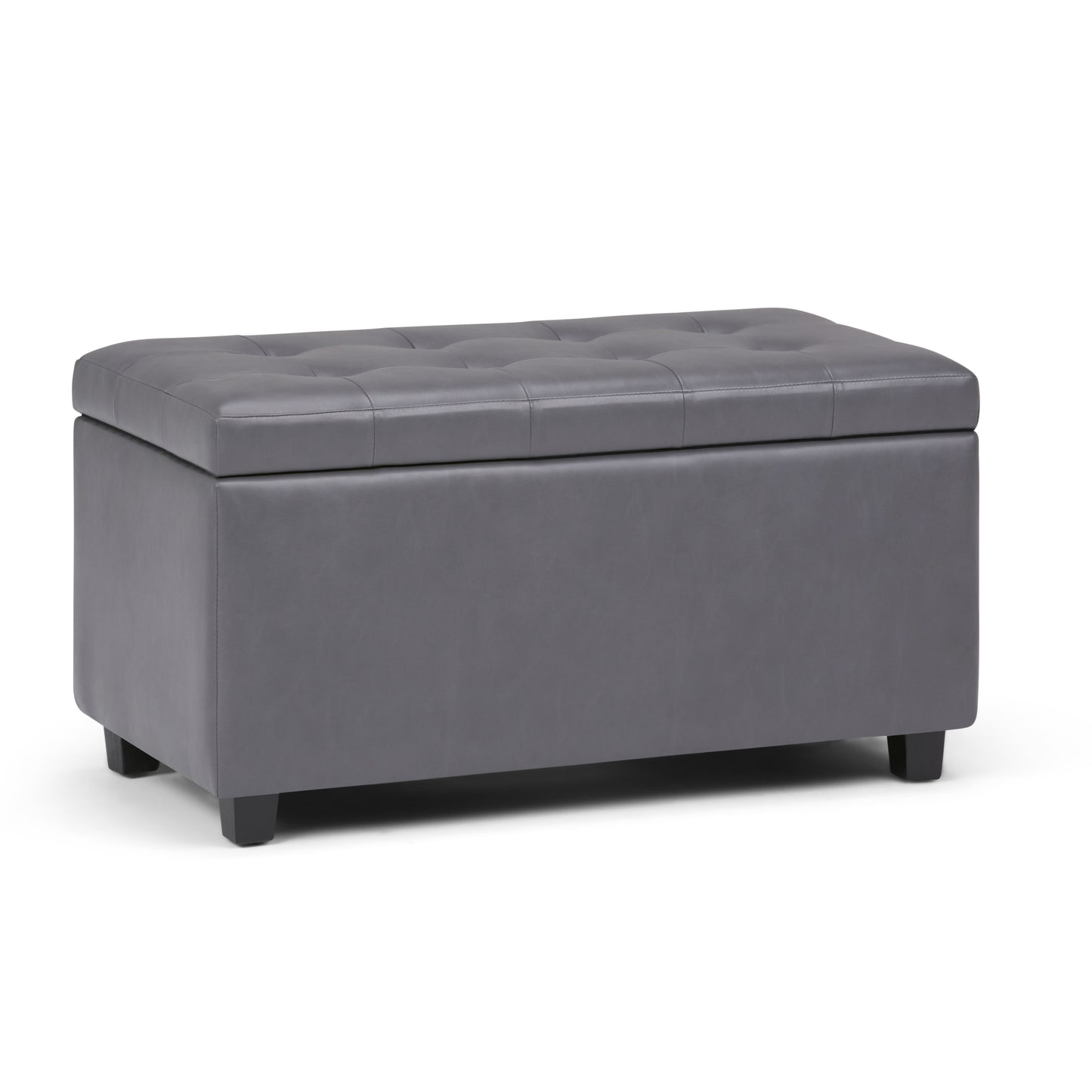 Cosmopolitan 34 inch Wide Storage Ottoman in Stone Grey Vegan Leather