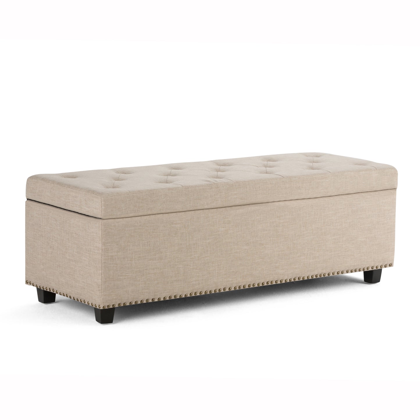 Hamilton 48 inch Wide Storage Ottoman in Natural Linen-Look Fabric