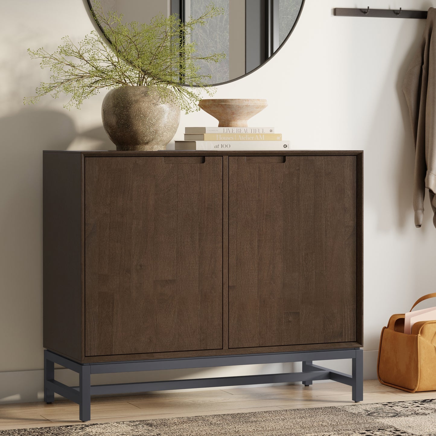 Banting 42 inch Wide Solid Wood 2 Door Sideboard Buffet in Walnut Brown