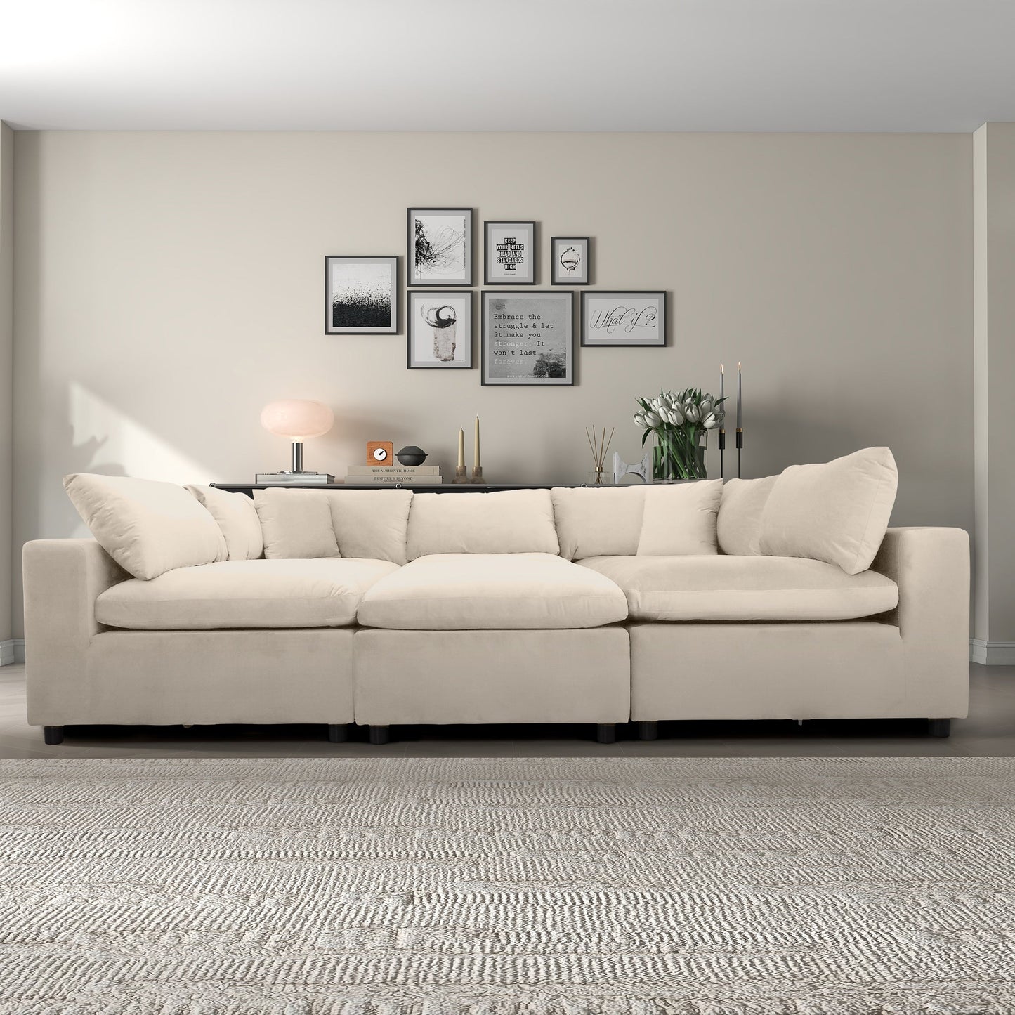 Hayward Ivory Velvet Modular Sectional Sofa