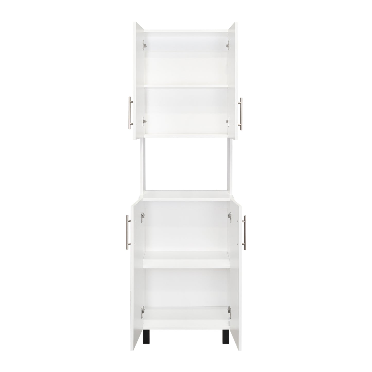 White MDF Kitchen Pantry with Hutch - 76.8" Tall