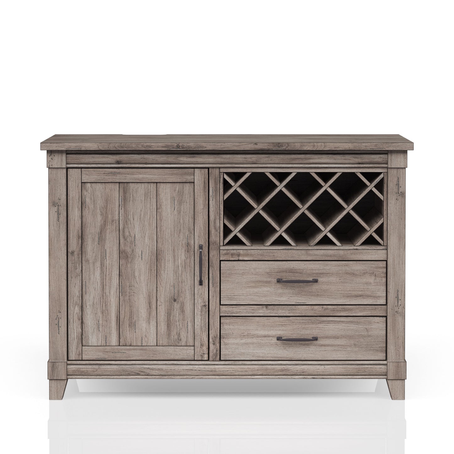 Rustic Gray Dining Server Wine Cabinet and Drawer Storage