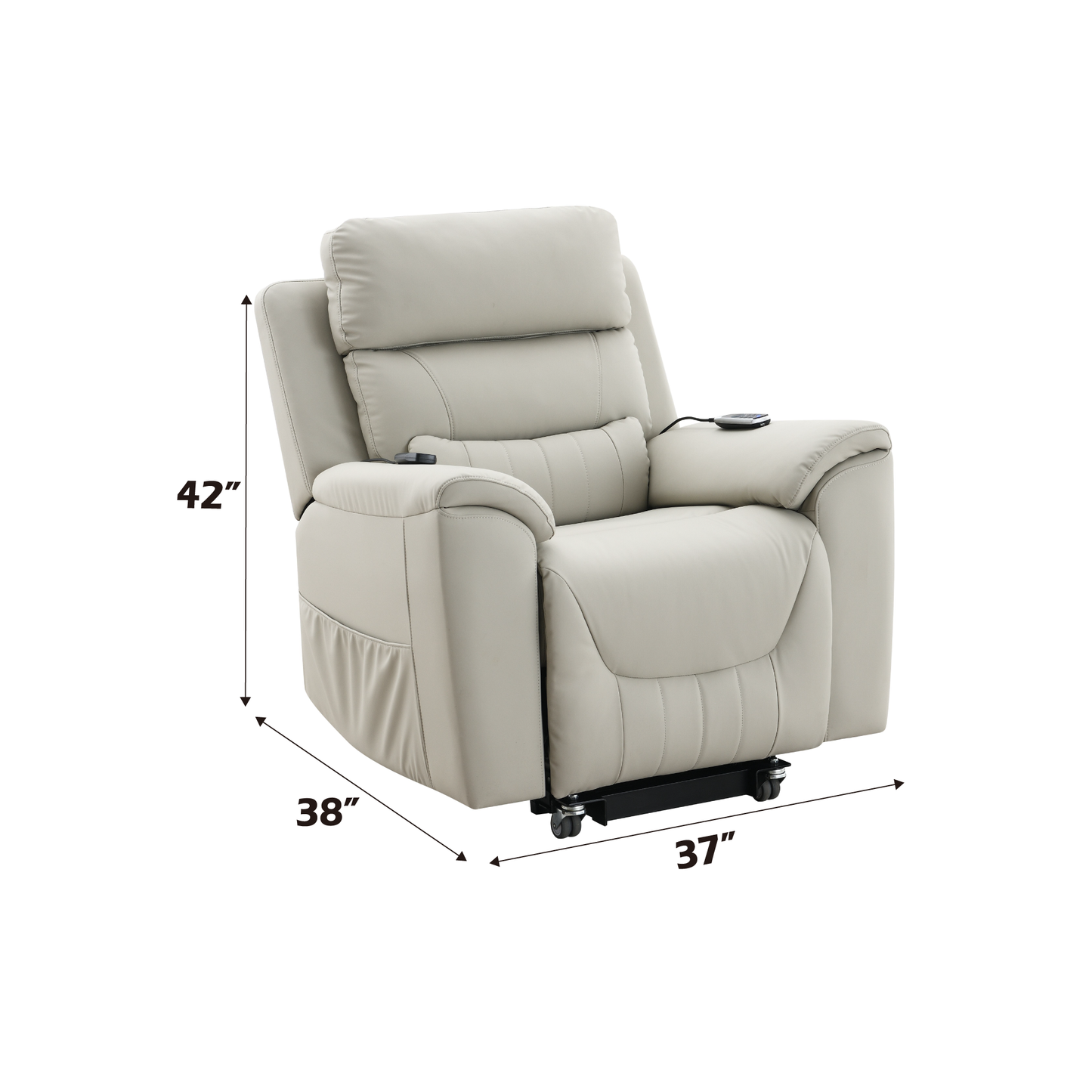Light Gray Power Recliner Chair with Massage & Heat for Living Room