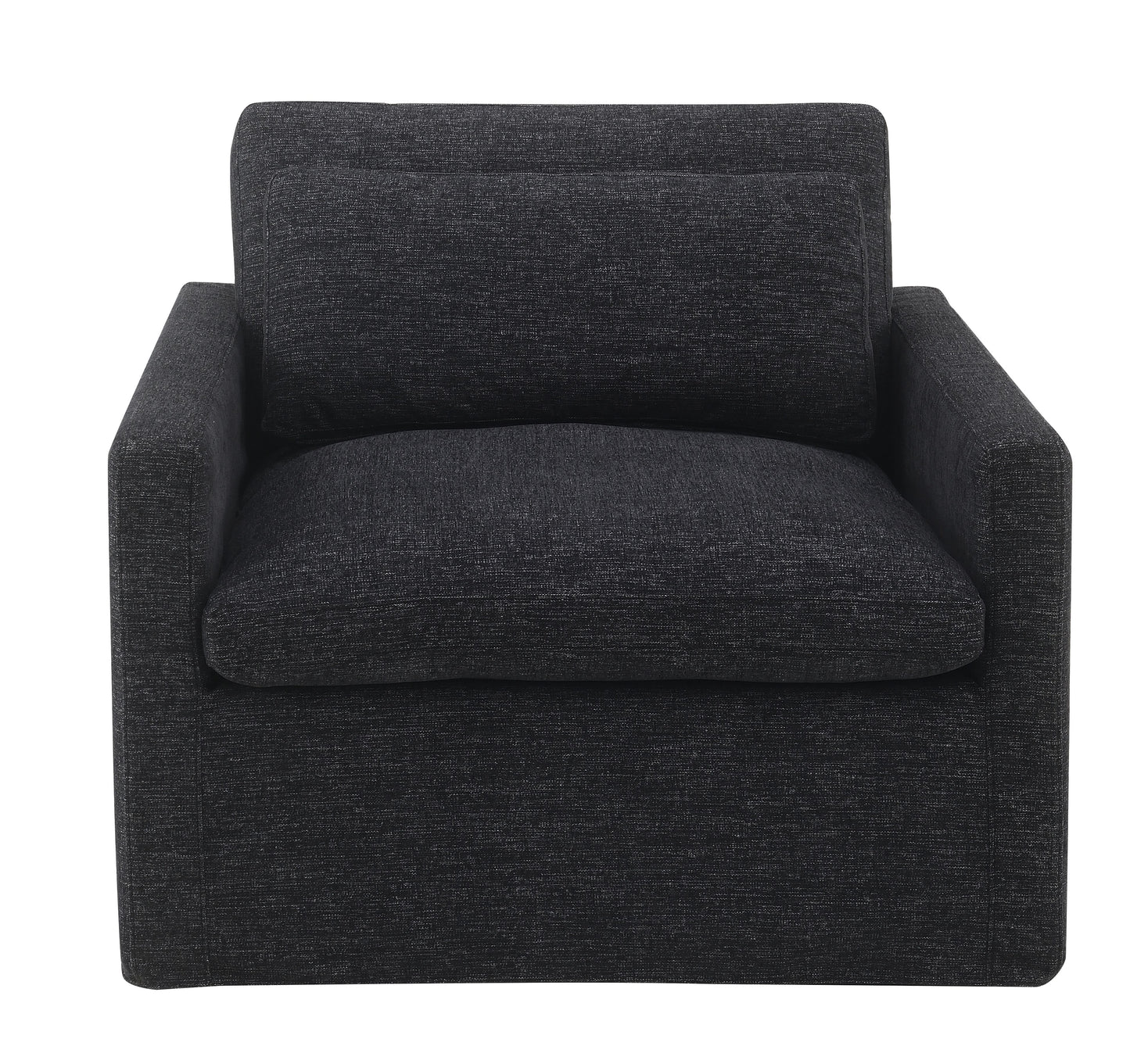Dark Gray Fabric Swivel Chair with Pillow for Living Room