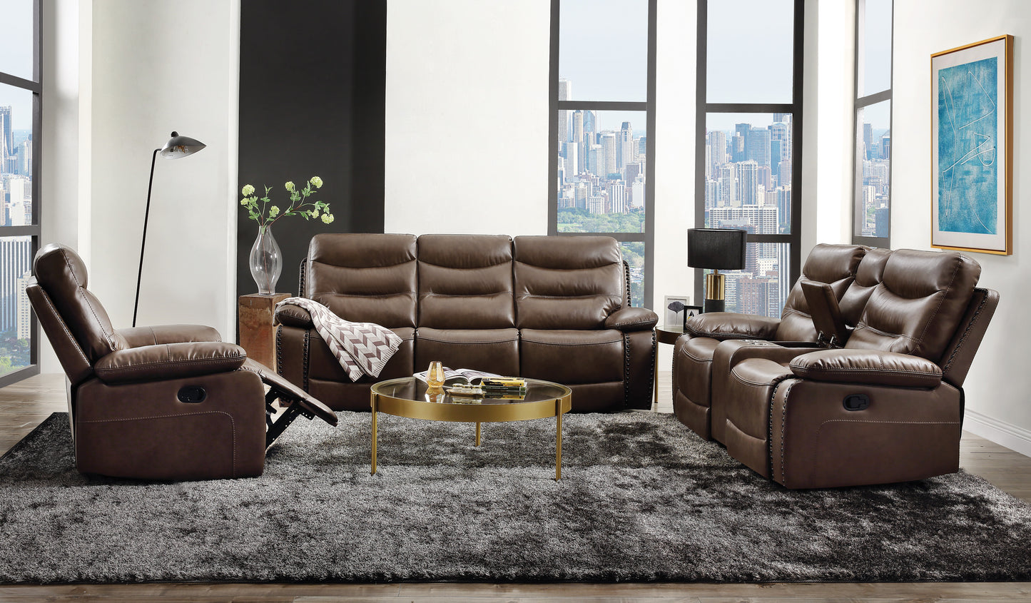 Brown Faux Leather Recliner Loveseat - 38" x 72"
