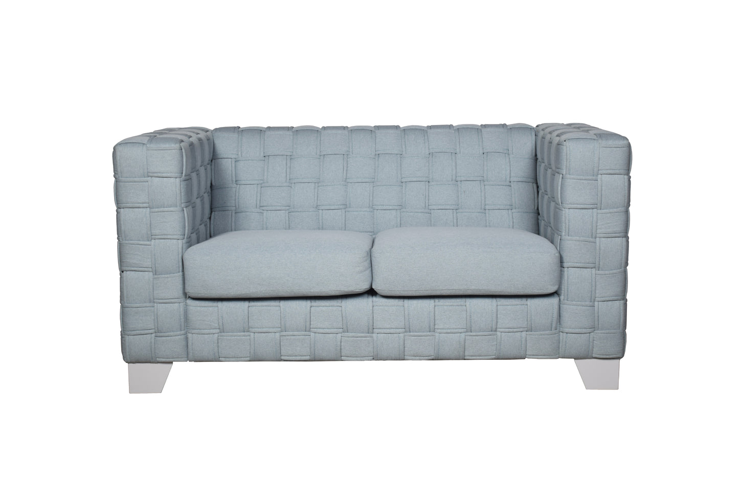 Saree Light Teal Chenille & White Finish Loveseat