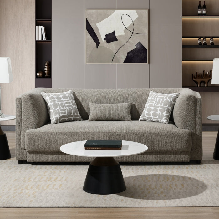 Glenda Gray Chenille Sofa w/3 Pillows