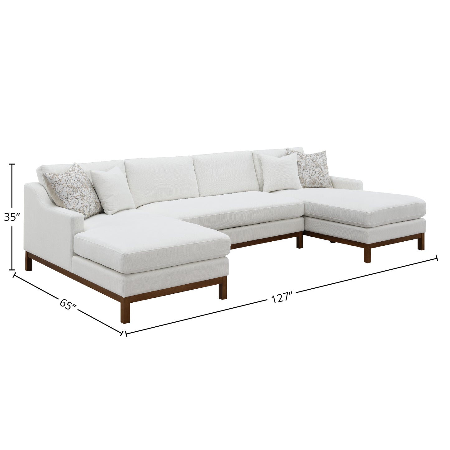Valiant Ivory Chenille Sectional Sofa - 4 Seat Comfort