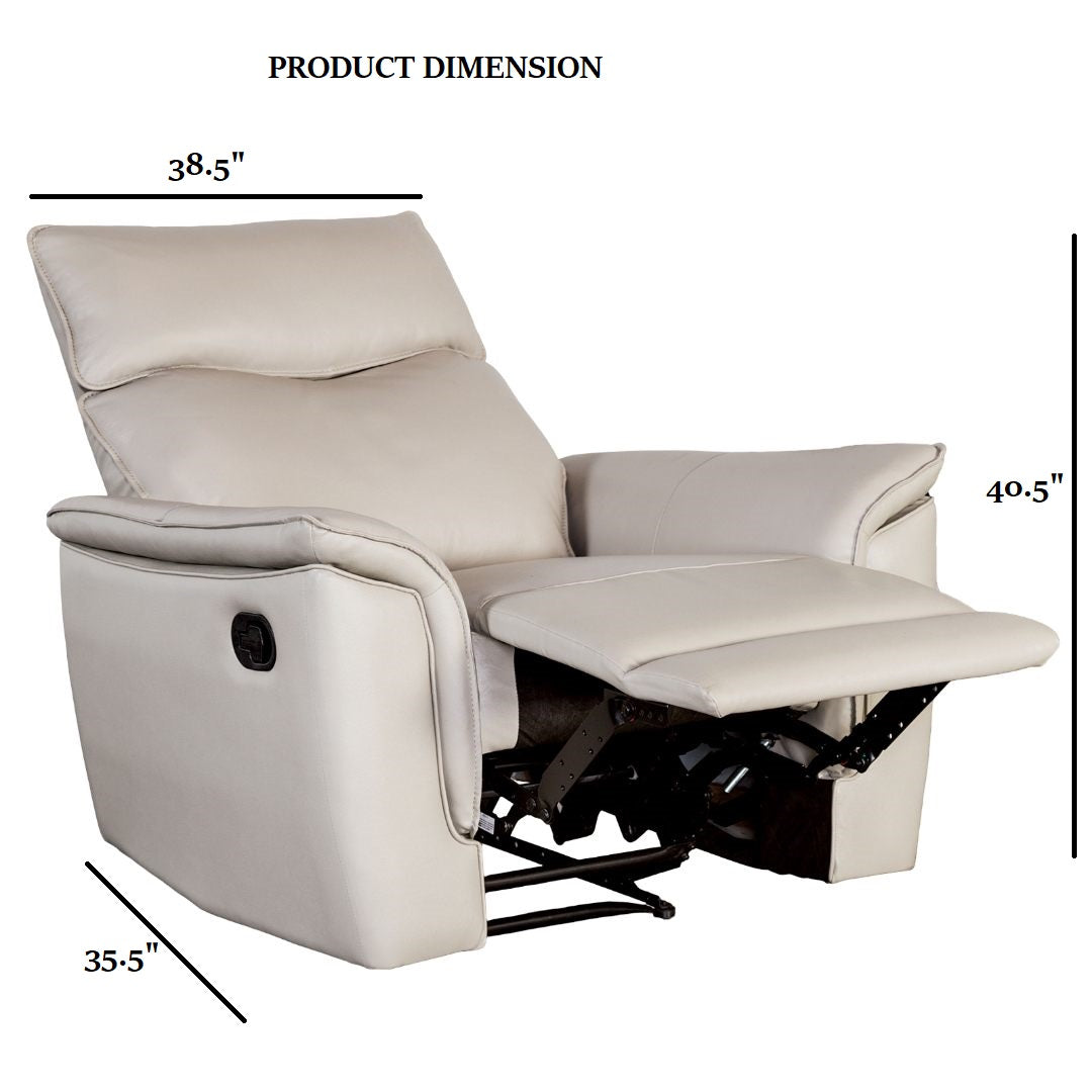 Taupe Leather Recliner Chair - 38.5" Primary Living Room