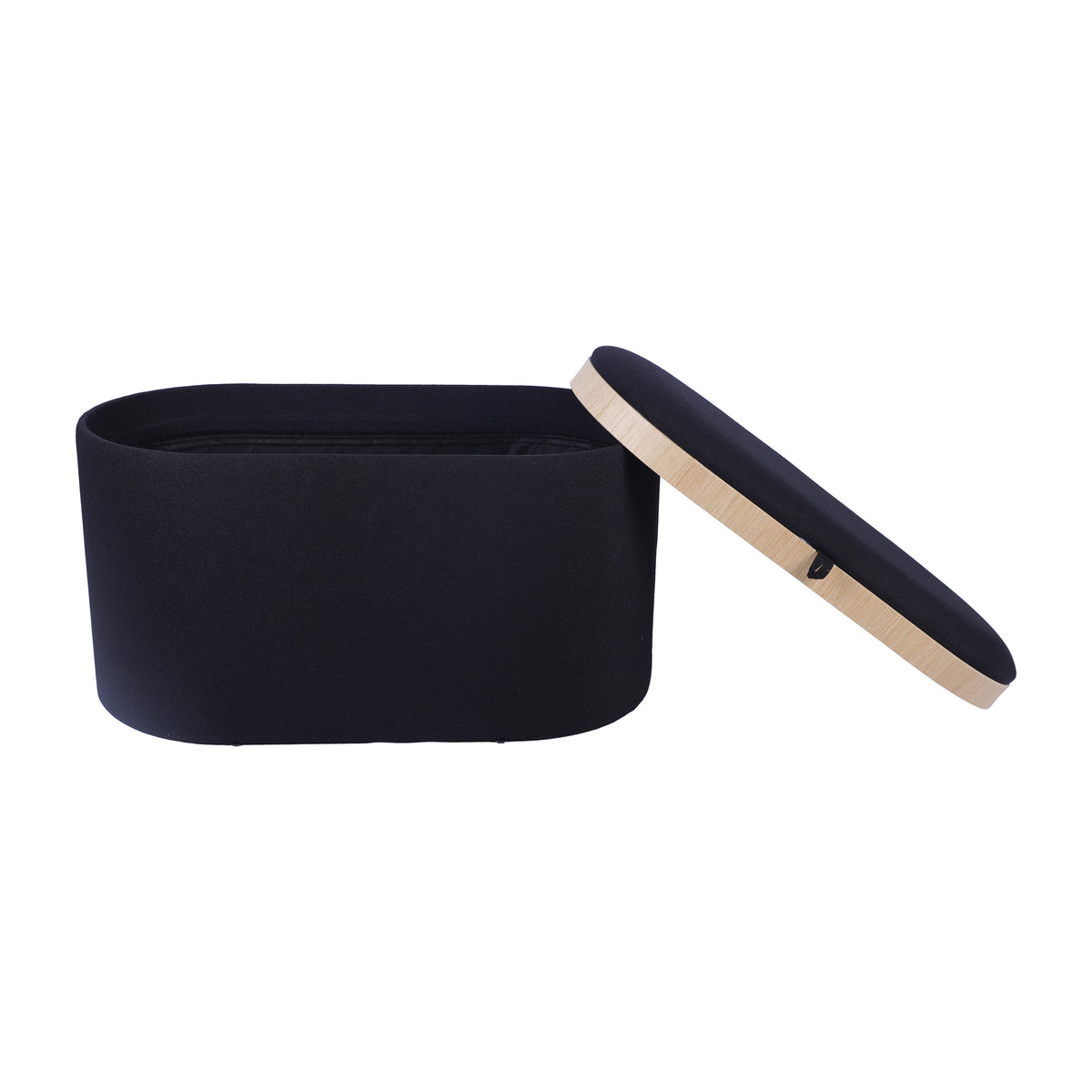 Black Storage Ottoman with Tray - 30" Modern Design