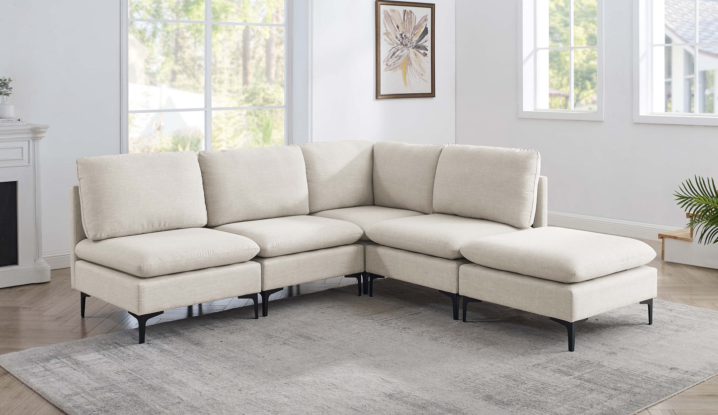 Linen Upholstered Modular Sectional with Metal Legs