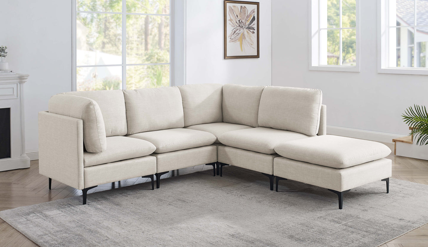 Linen Upholstered Modular Sectional with Metal Legs