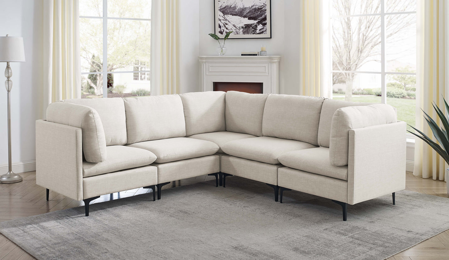 Linen Upholstered Modular Sectional with Metal Legs