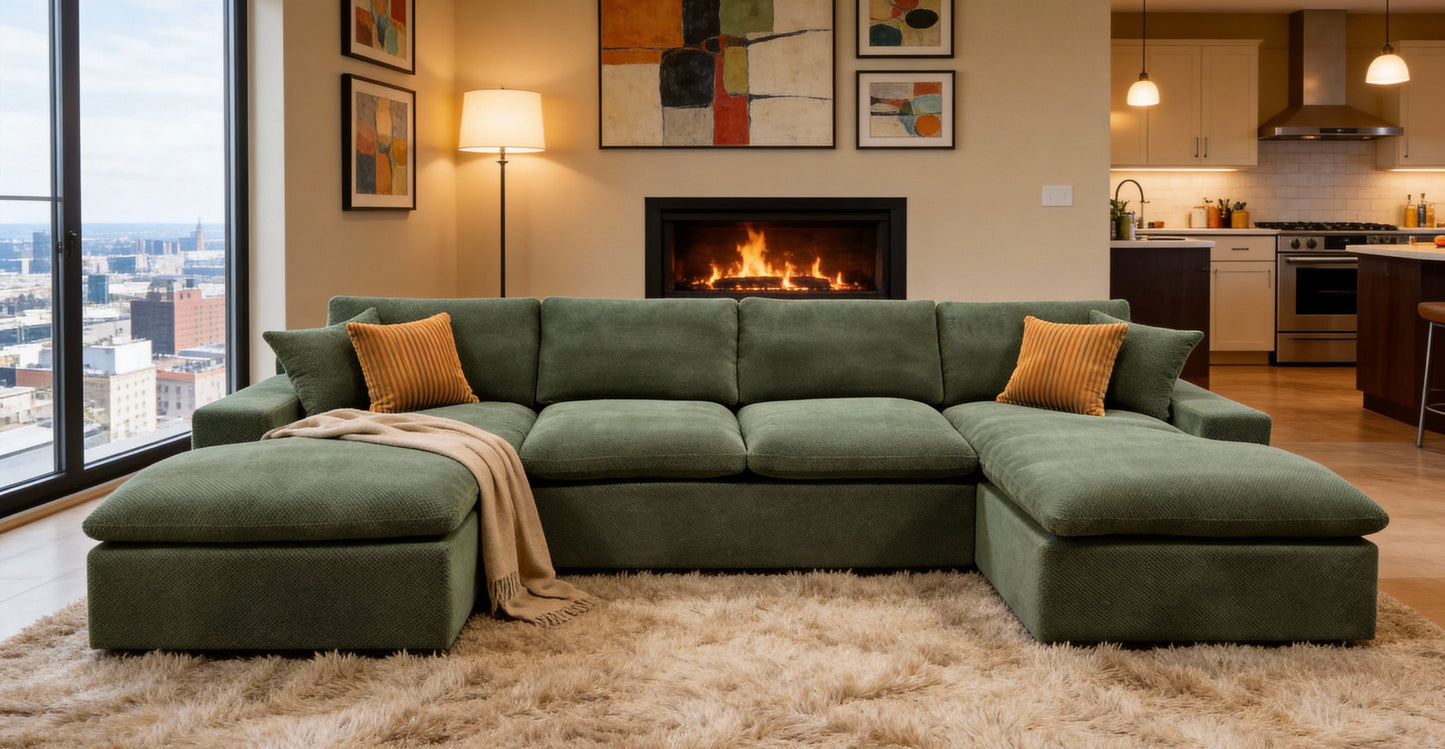 Coffee-Bean Like Upholstered Full Compressed Sectional