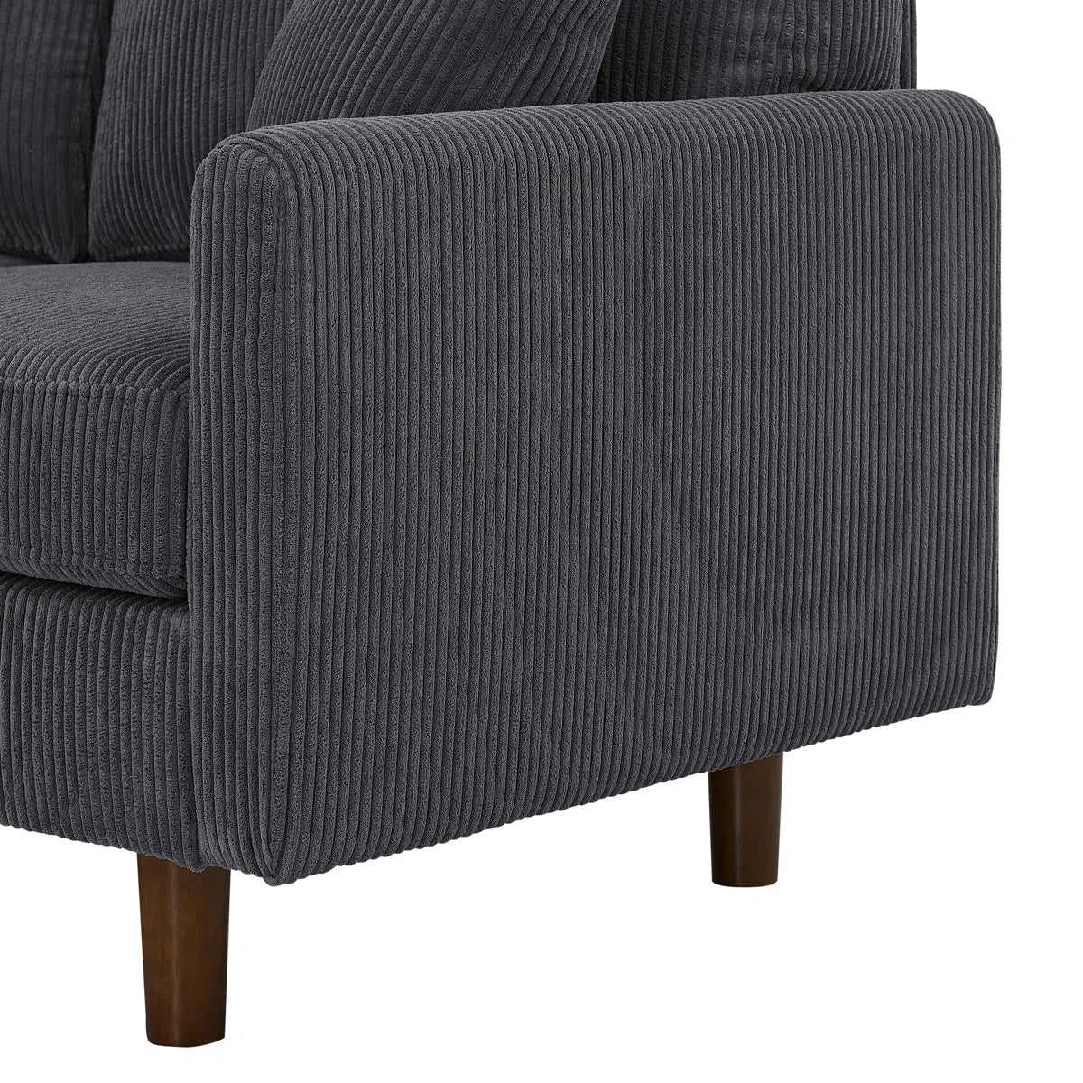 Dark Gray Corduroy Sectional - 3 Seat Comfort