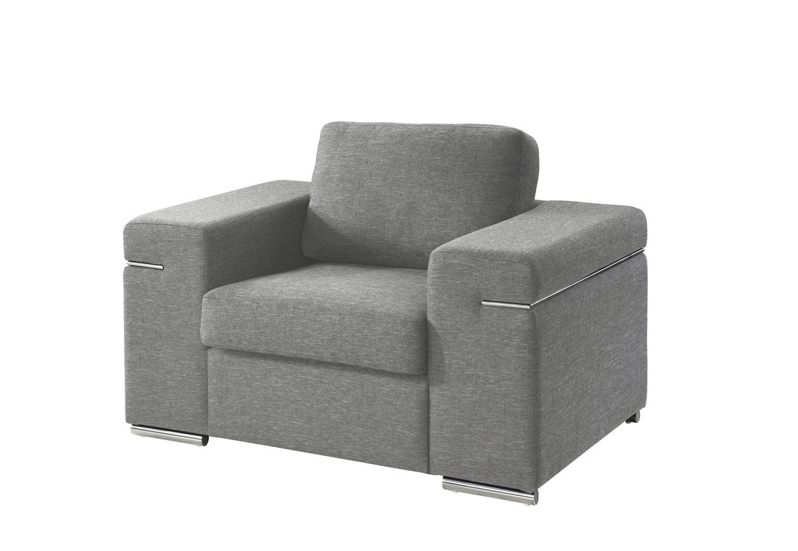 Giuliana Light Gray Woven Fabric Arm Chair
