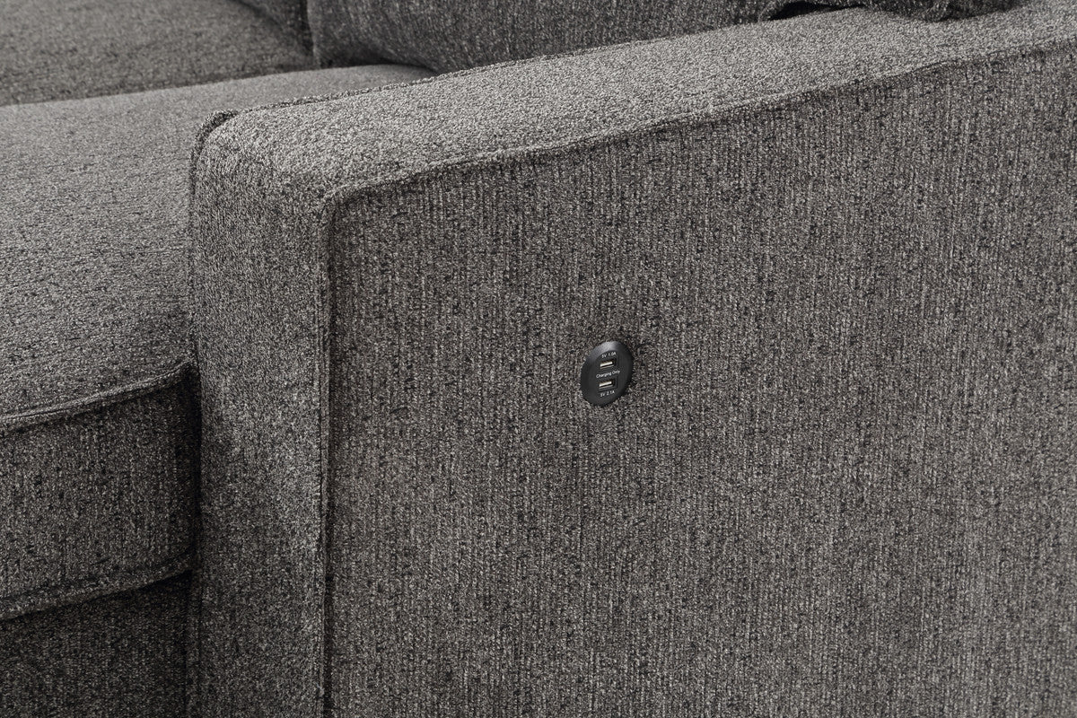 Dark Gray Fabric Sleeper Sectional - 3 Seats, Storage for Living Room