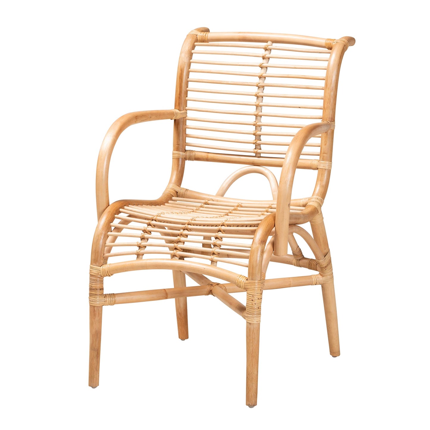 Modern Bohemian Natural Rattan Lounge Chair