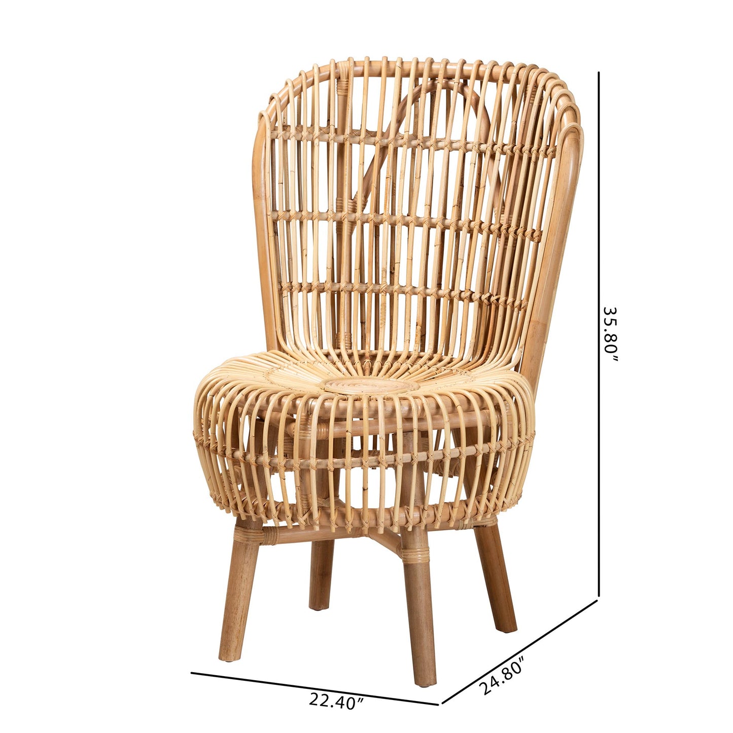 Modern Rattan Lounge Chair - Brown Comfort