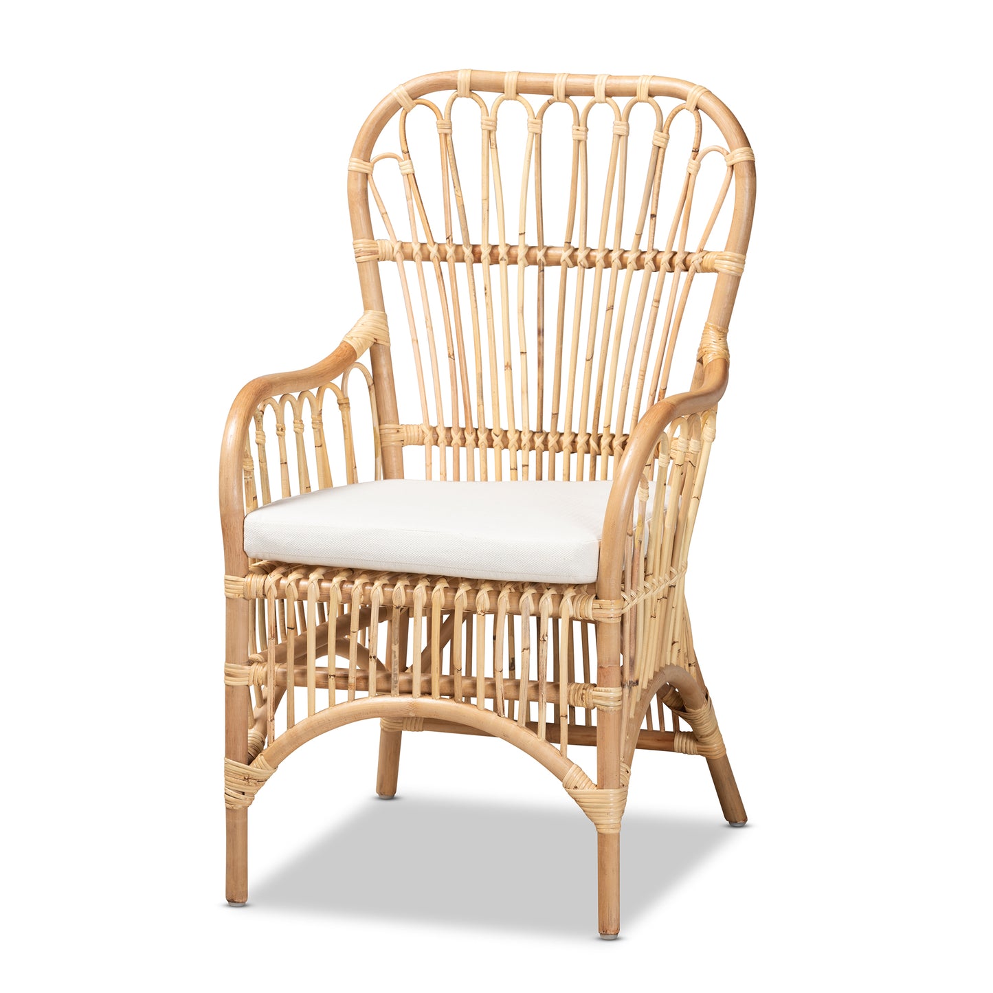 Modern and Contemporary Natural Finished Rattan Armchair