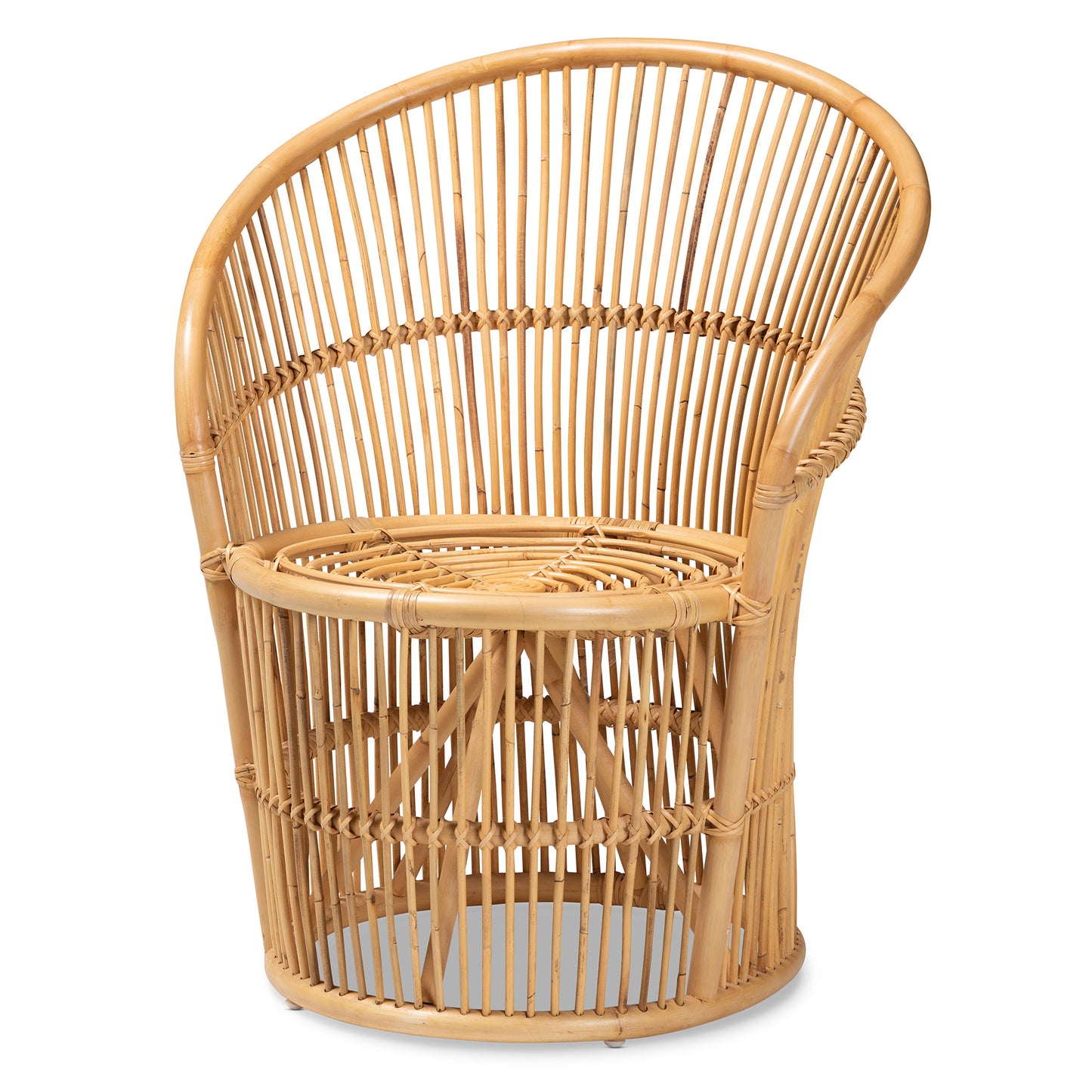 Modern Bohemian Natural Brown Rattan Accent Chair
