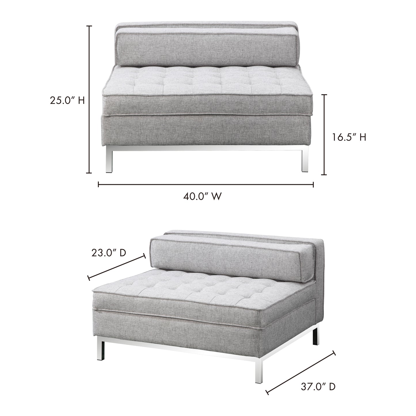 Grey Fabric Storage Ottoman with Wood Frame - 40" x 37"