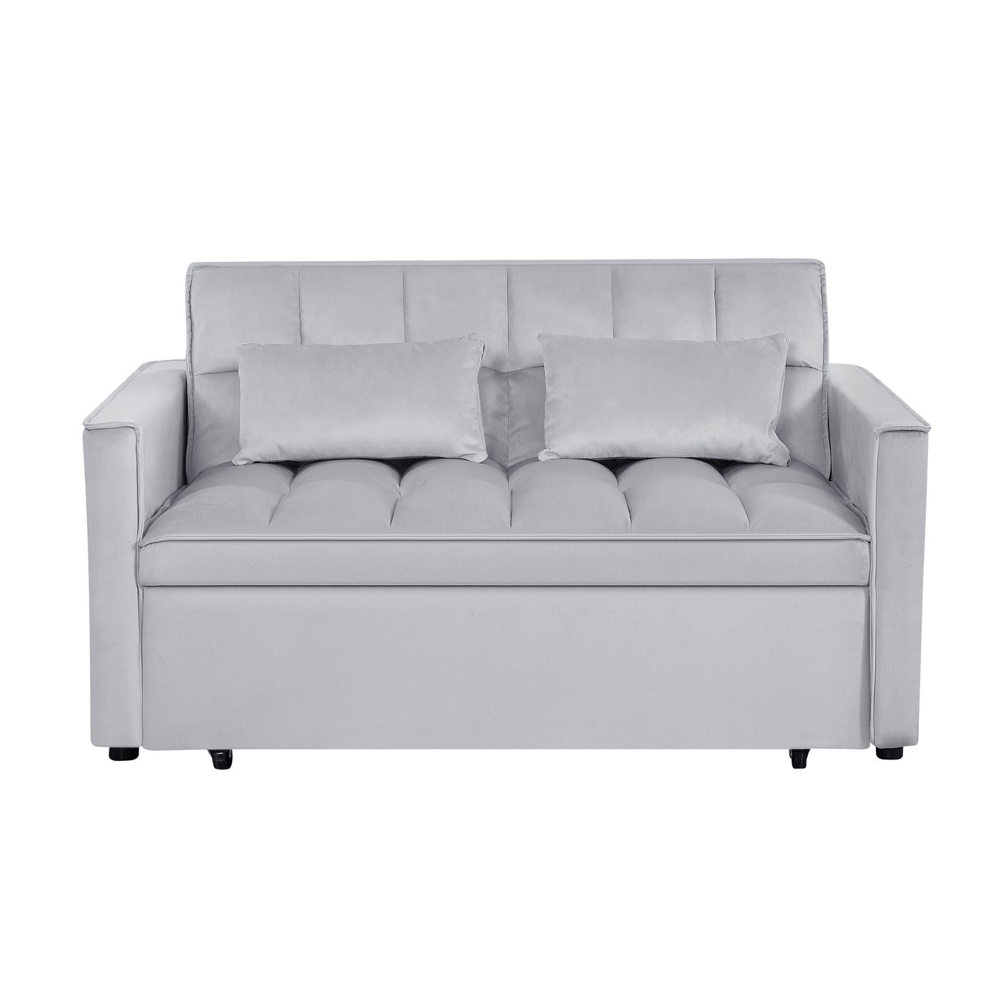 Modern 2-Seater Sofa, 54" Pull-Out Sleeper Sofa Bed for Living Room, Light Grey