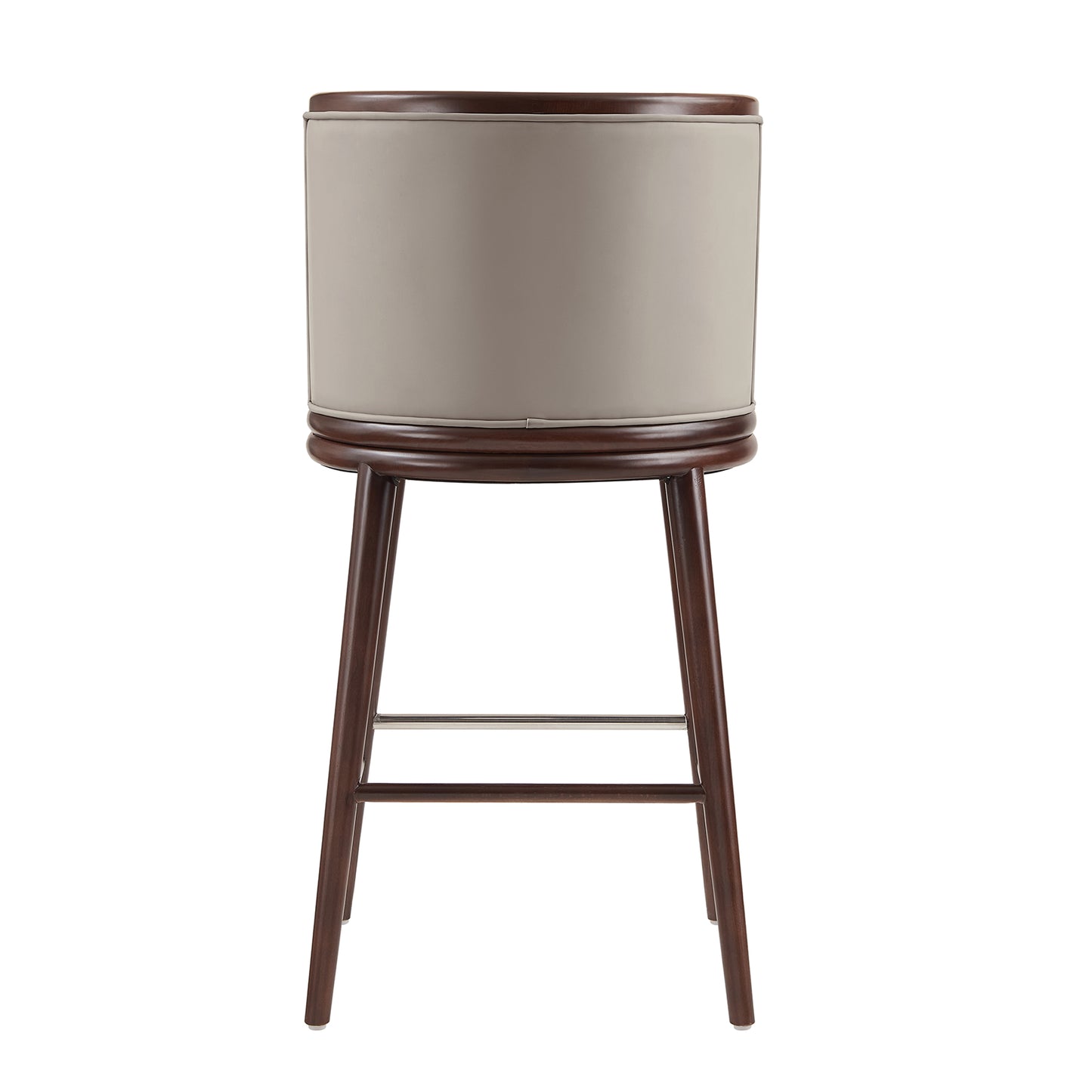 Taupe Wood Barstool with Backrest - Kitchen Seating