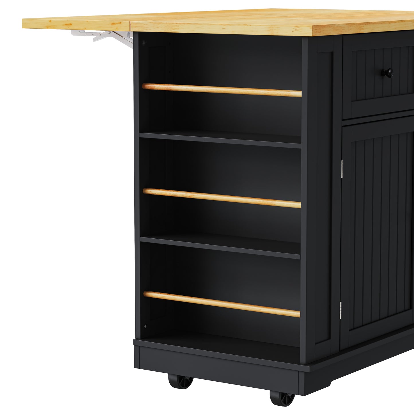 48 Inch Kitchen Island with 2 Bar Stools - Black