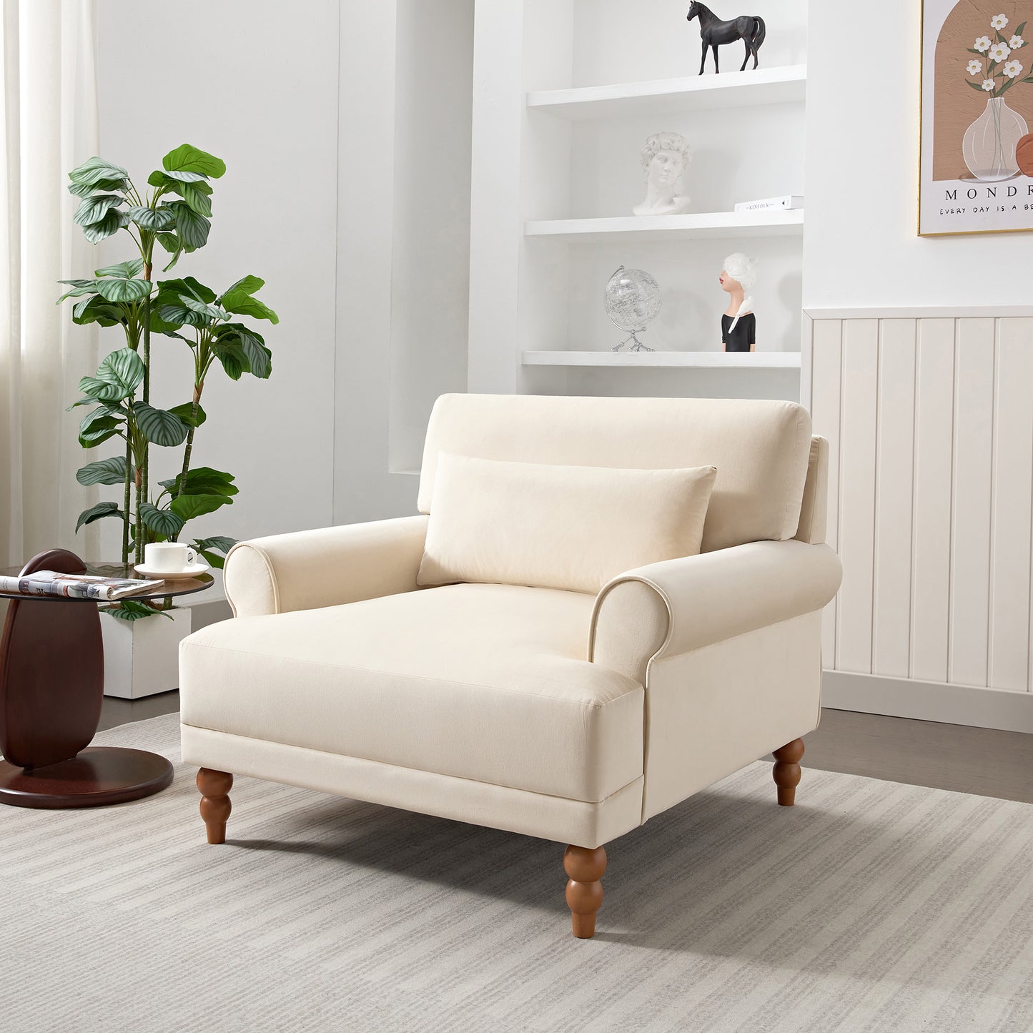 Mirod Elegant Circular Armrests, Ergonomic Lumbar Support, Vintage Roman Column Legs, Luxurious Large Size, Enhances Living Room Aesthetics, for Living room, Bedroom and Study