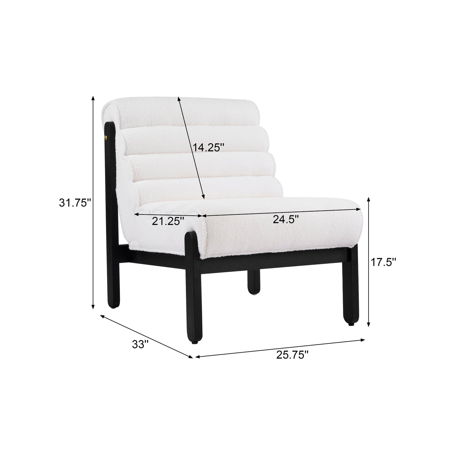 White Black Accent Chair - Plush Polyester Seating