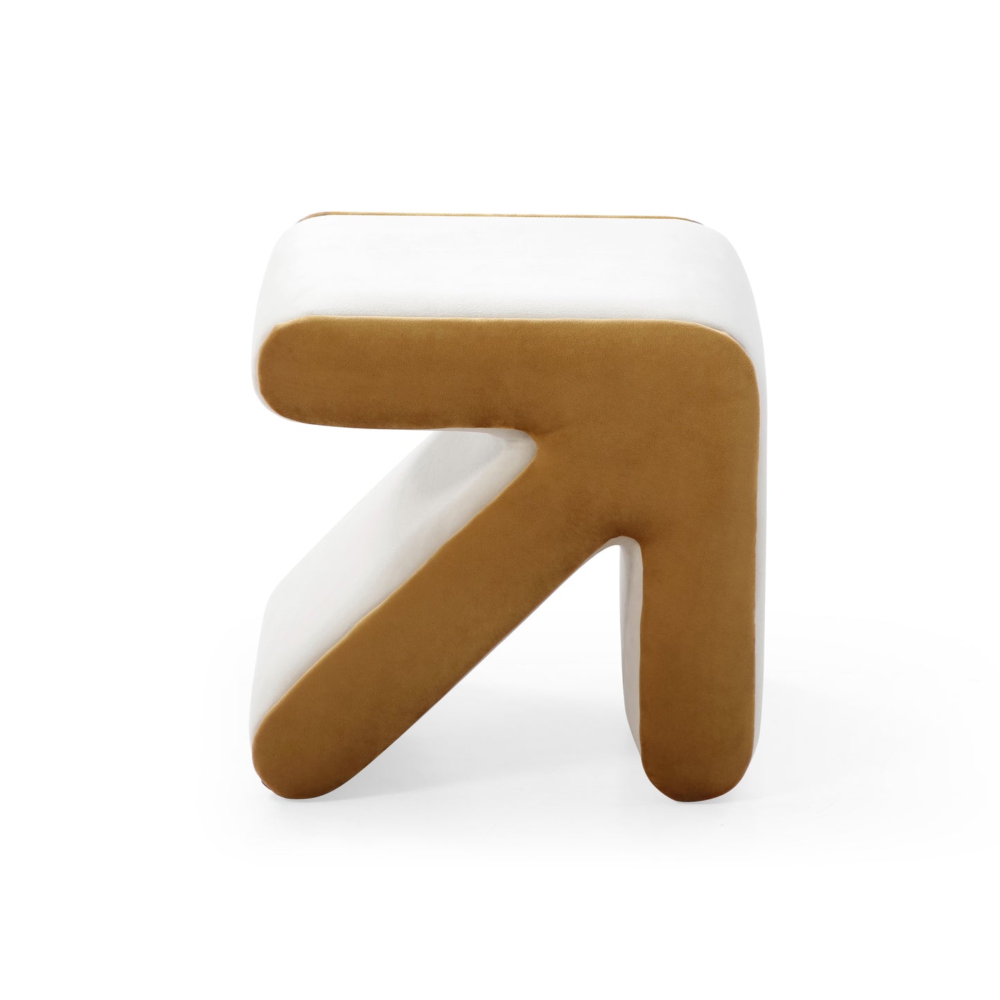 Beige Velvet Sofa Stool Ottoman - Arrow Design for Living Room