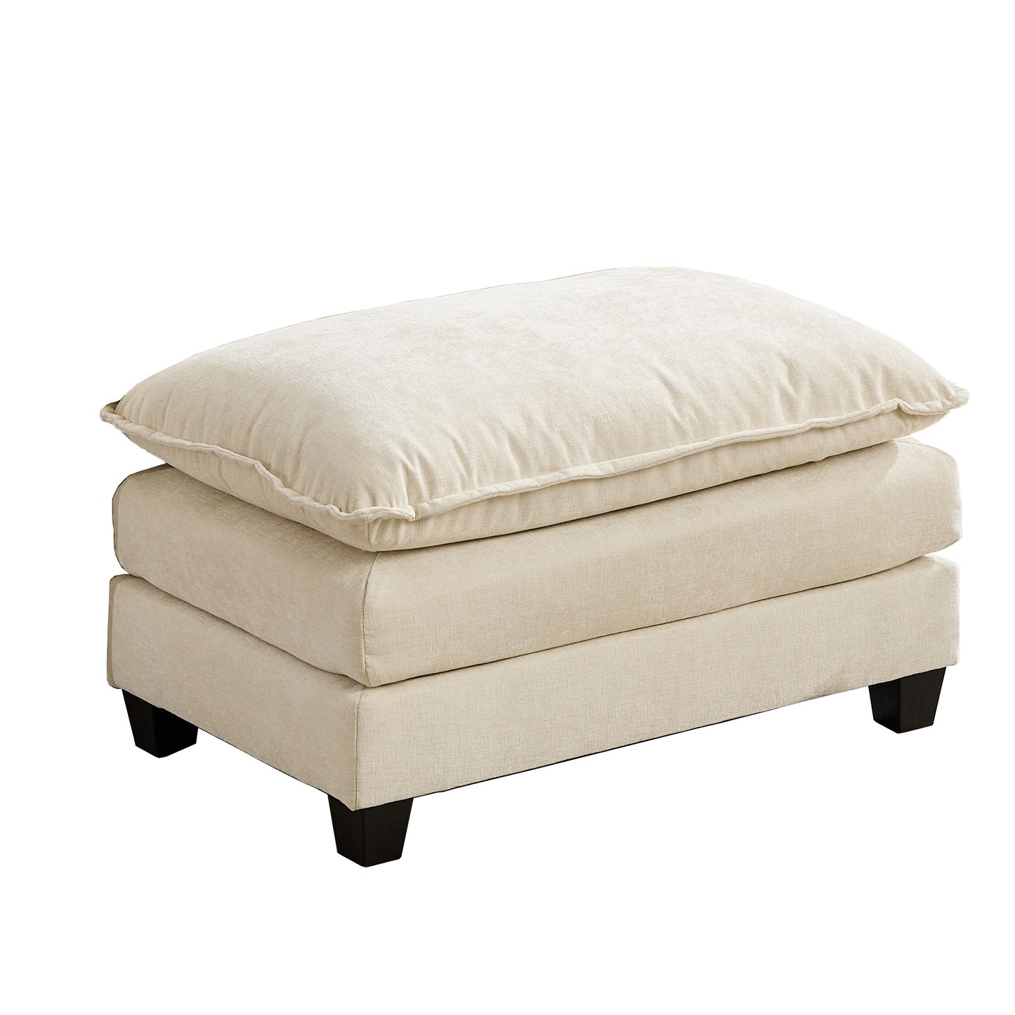 Cloud Sofa Ottoman only, Modern Sectional Couch, for Living Room Bedroom and Apartment, Comfy Double Layer Upholstered Seat Cushion, Breathable Chenille Fabric, Beige