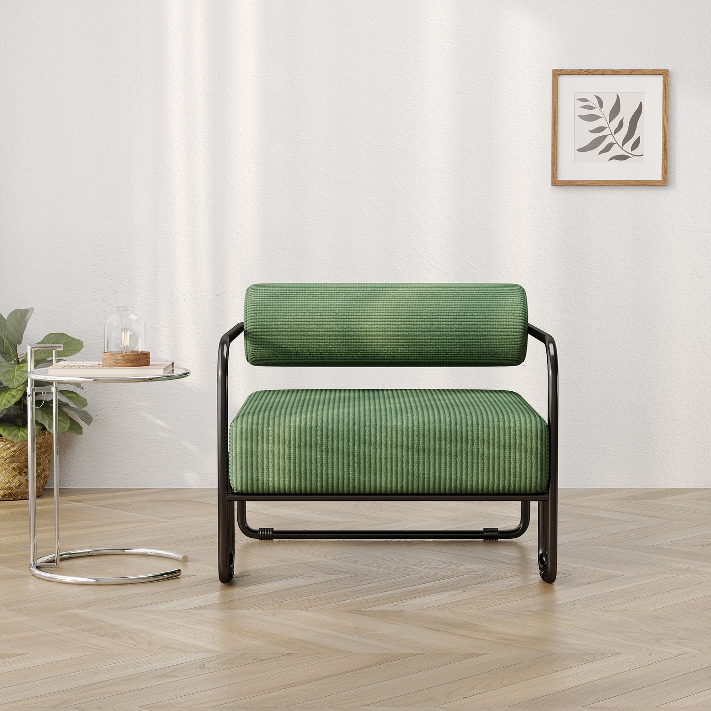 Dark Green Corduroy Accent Chair - 27"L for Living Room