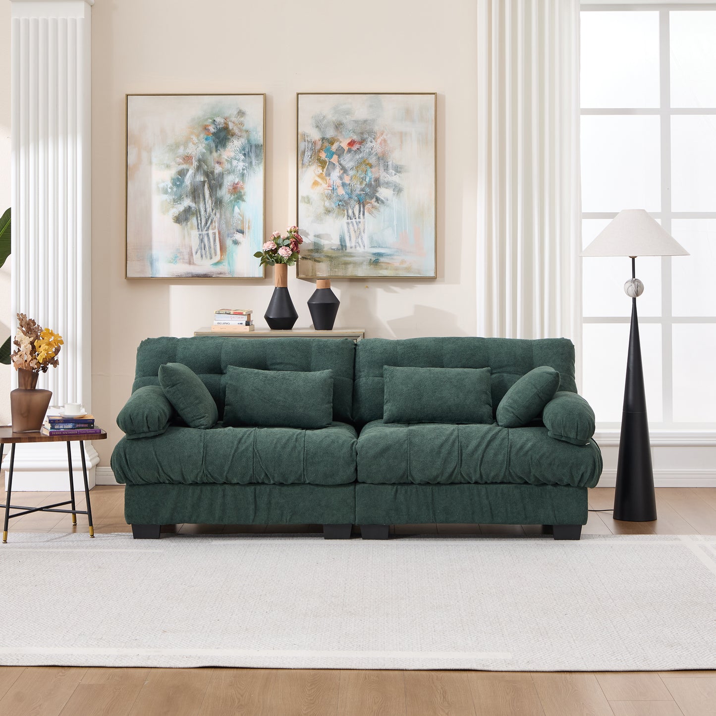 Cloud Couch Modular Sectional Sofa, Modern Loveseat Sectional Couches for Living Room,Deep Seat Modular Couch with Armrests Pillows,Comfy advanced flannelette Sofa for Bedroom(4pillow)