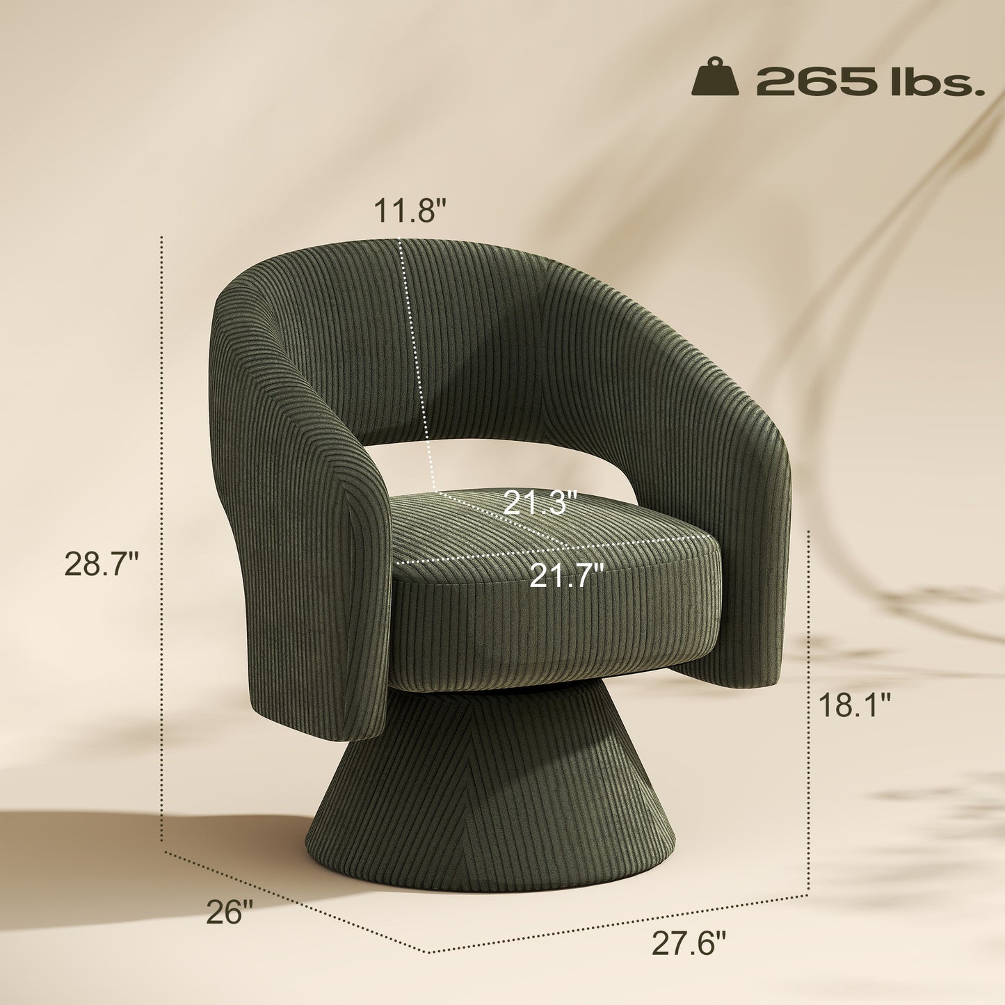 Swivel Barrel Accent Chair - Green, Comfortable Reading Chair