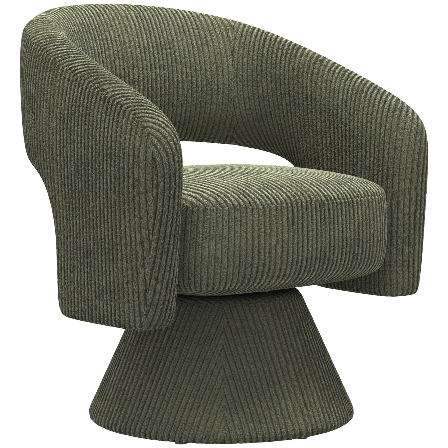 Swivel Barrel Accent Chair, Modern Upholstered Living Room Chair with Thick Padding for Reading, Green