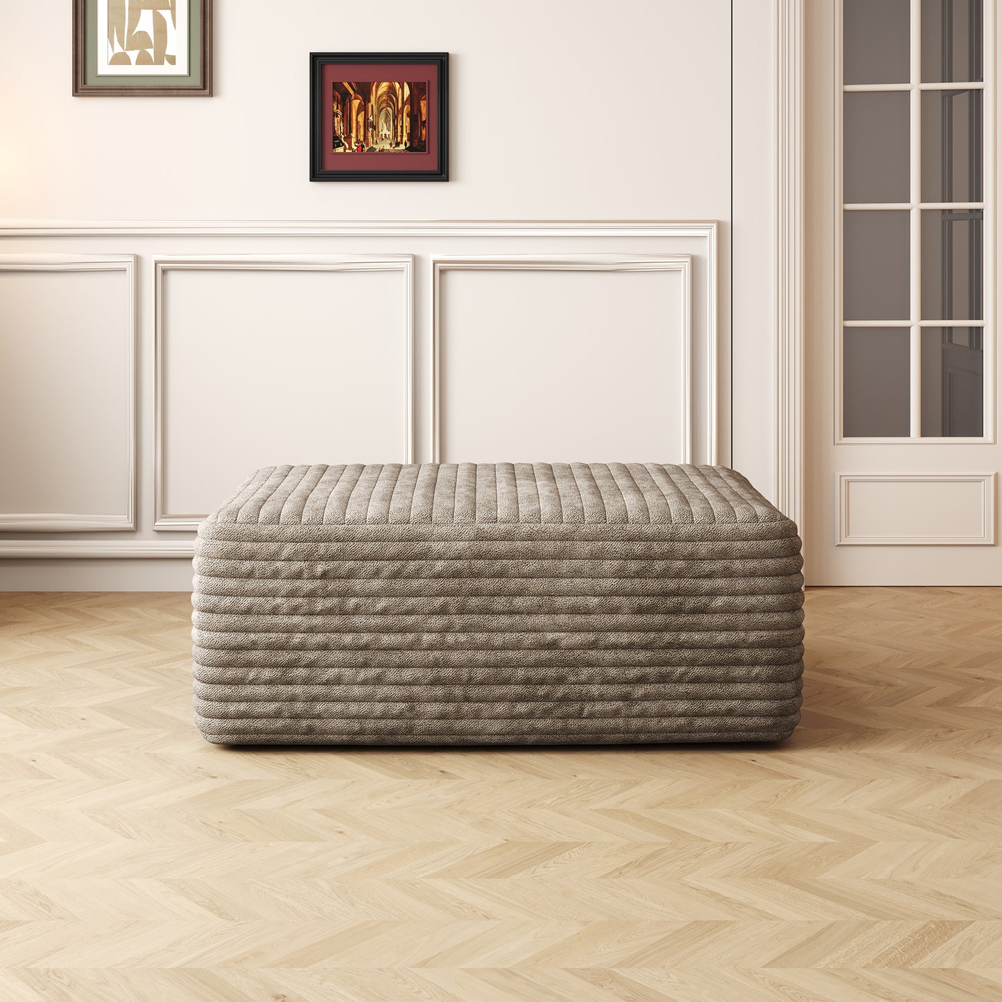 37.40"Sofa ottoman ,No Assembly Required,Camel(Plush Corduroy Fabric)