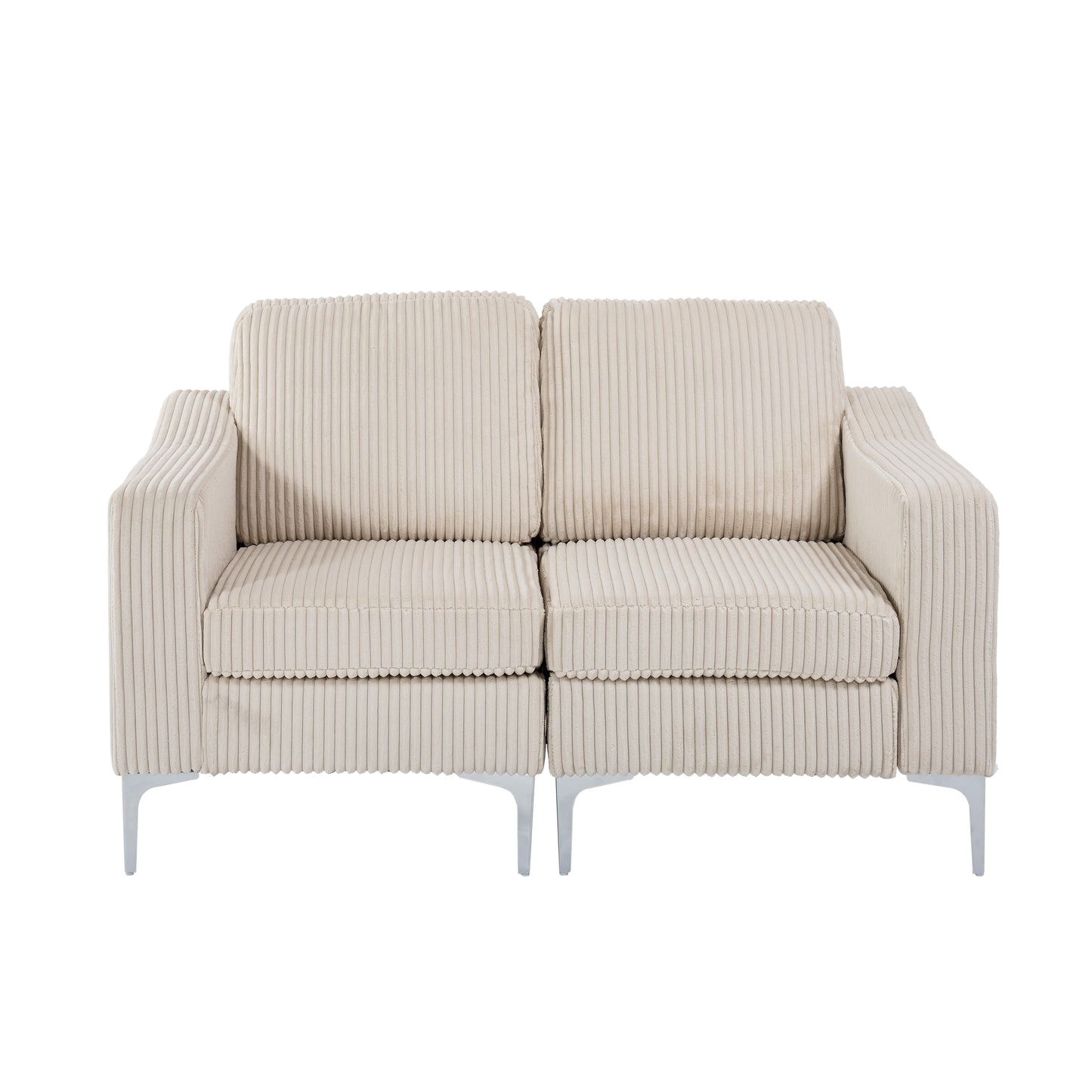 Modular Sectional Two-Seater Sofa , Corduroy Sectional Couch,Beige
