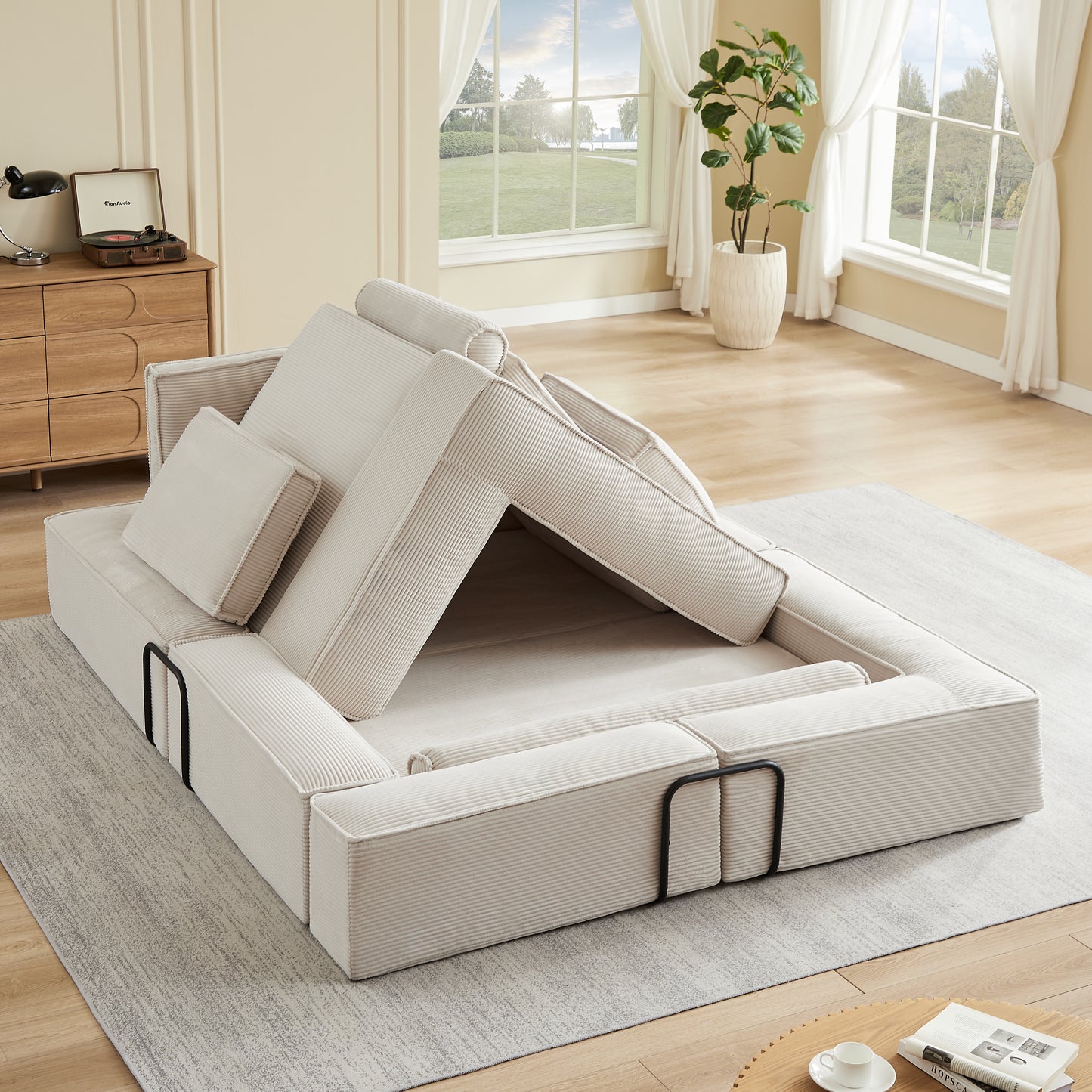 Large modern corduroy sofa can be freely combined, suitable for living room, parent-child castle, building block sofa