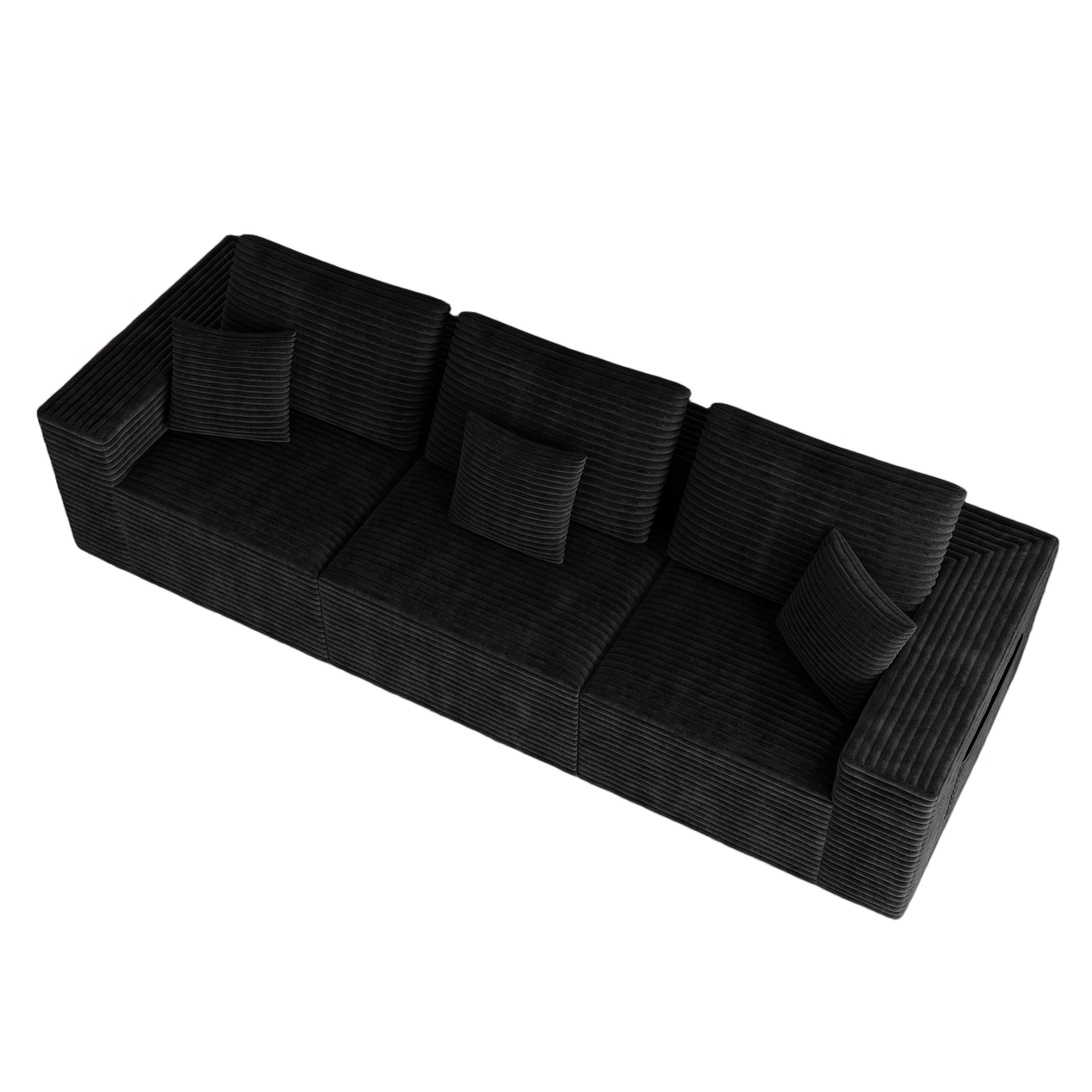 3 Seat Black Foam Sectional Sofa - Bedroom or Living Room