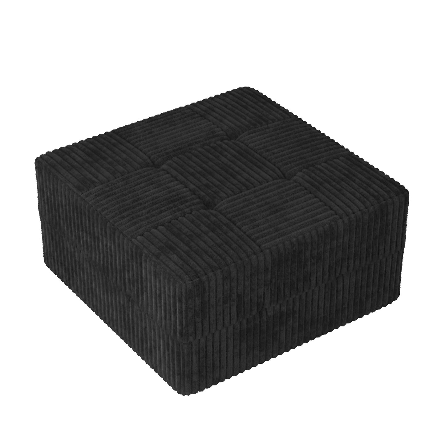 Ottoman Sofa, Modern Minimalist Corduroy Footstool, Compressed Space‑Saving Ottoman for Living Room Bedroom-Black