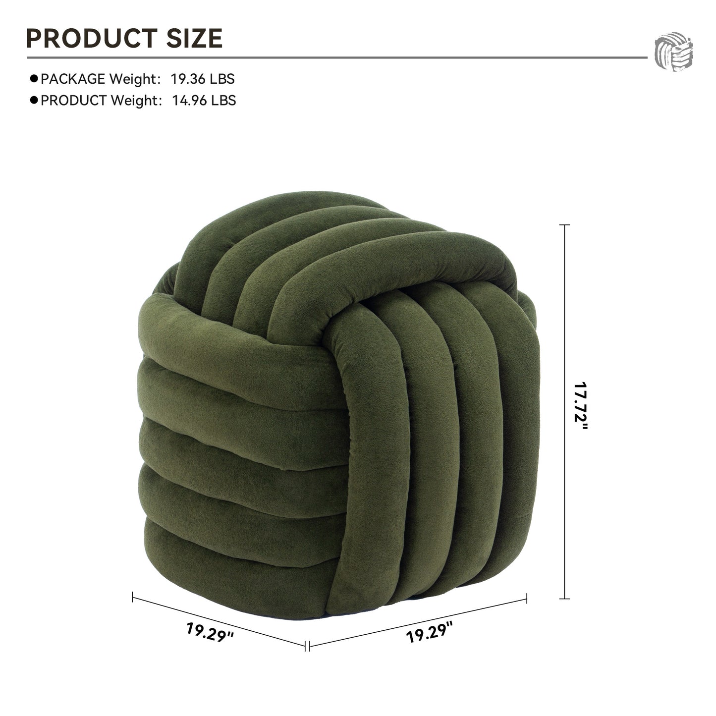 Modern Chenille Ottoman - Comfortable Footstool, Green