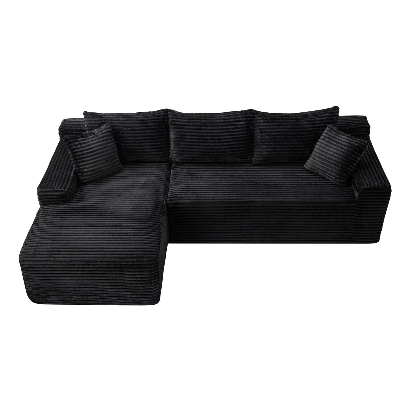 94.5" Black Corduroy L-Sectional Sofa with Reversible Chaise for Living Room