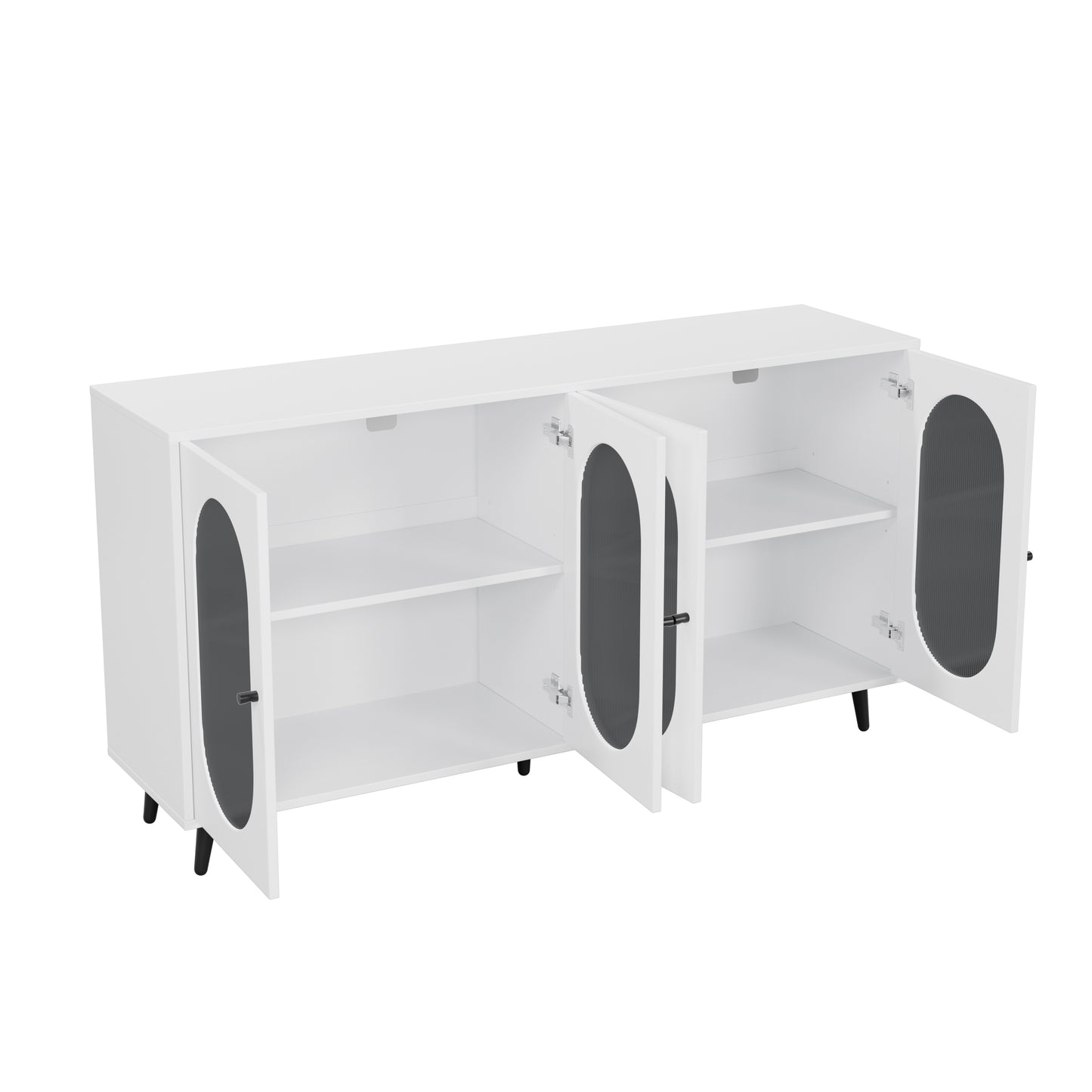 60" White MDF Buffet Cabinet with Storage Doors