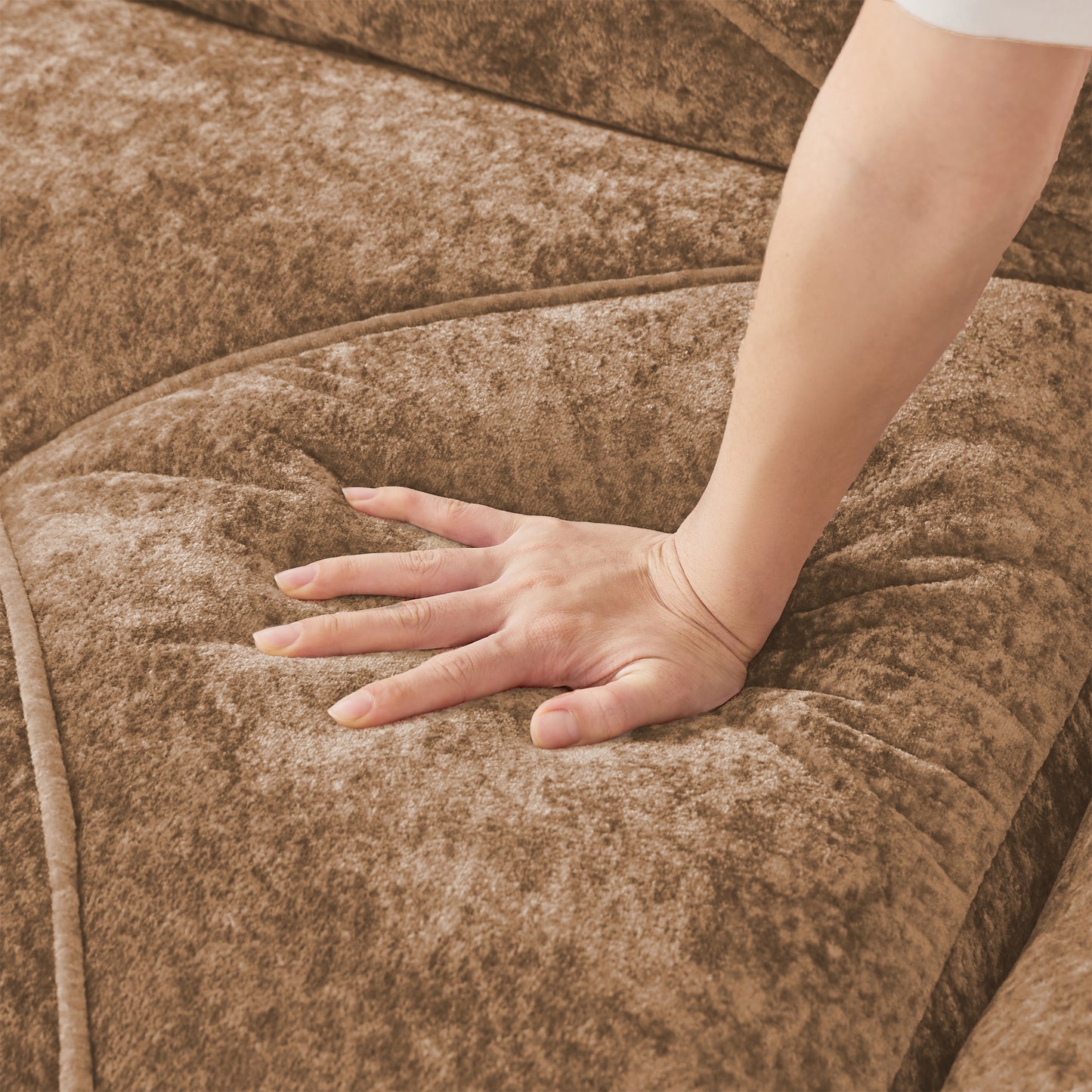 Camel Velvet Ottoman - 30.71" Sofa with Cloud-Like Comfort for Living Room